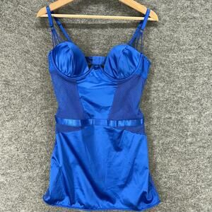 Frederick's Night Gown Women XL Blue Underwured Adjustable Strap Push Up Sleep